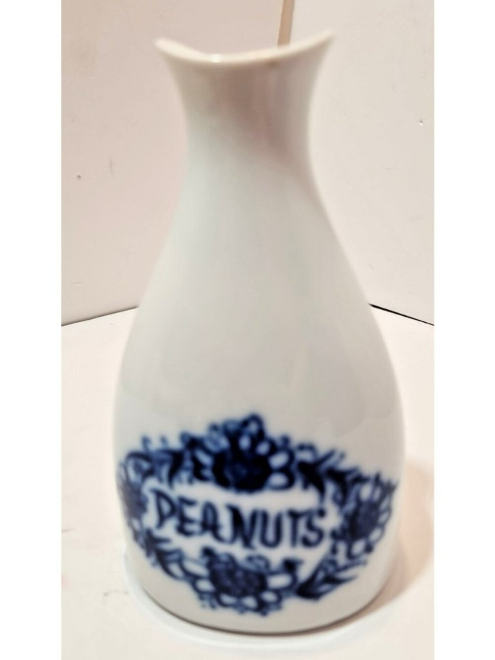Vtg Porsgrund Peanut Shaker Vase Jar Norway White Blue Viking Cruisers Ceramic